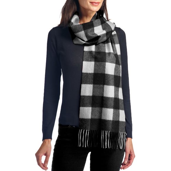 Women's 100% Pure Cashmere Winter Scarf (white Buffalo Plaid)💝